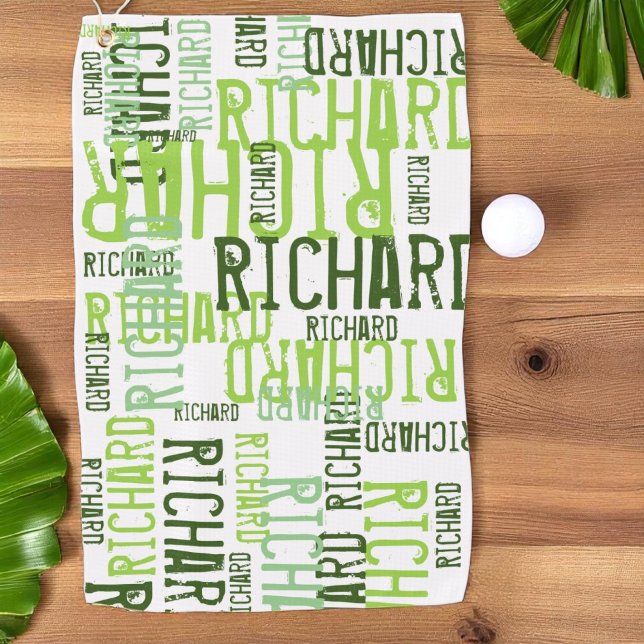 cool & modern lime green name, Typography  Golf Towel (Creator Uploaded)