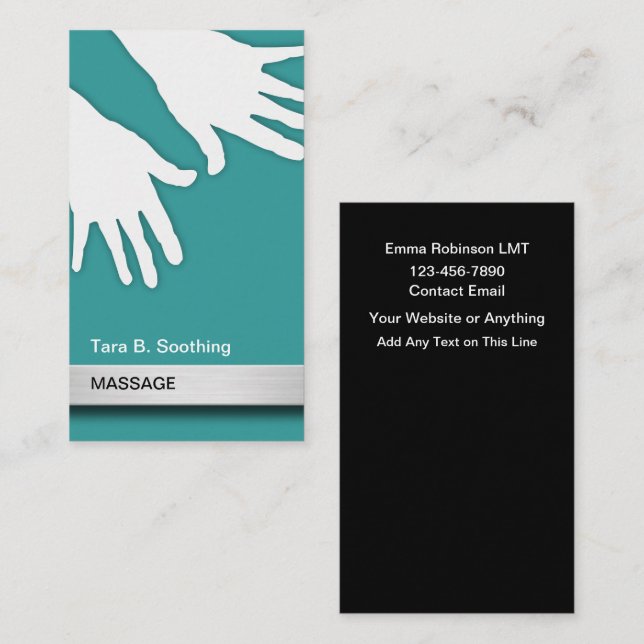 Cool Modern Massage Business Cards (Front/Back)
