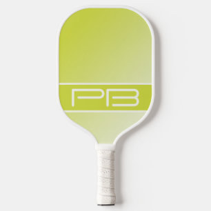 Cool Modern Minimalist Initials Gradient Green Fun Pickleball Paddle