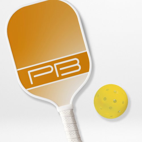 Cool Modern Minimalist Initials Gradient Orange Pickleball Paddle