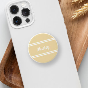 Cool Modern Minimalist Monogram Name Lemon Yellow PopSocket
