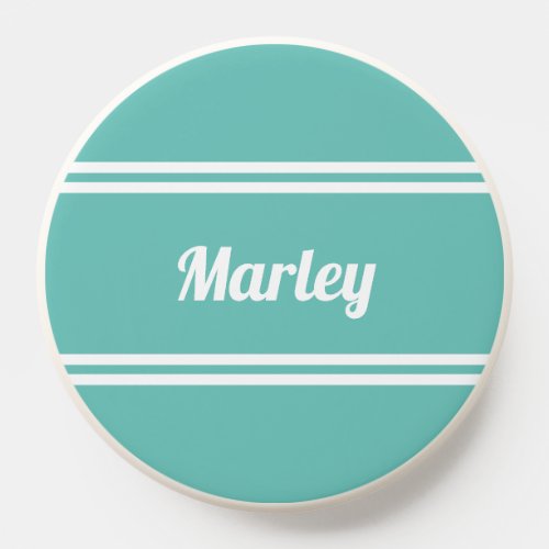 Cool Modern Minimalist Monogram Name Teal Green PopSocket