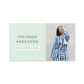 Cool modern mint fashion stylist actor model photo business card