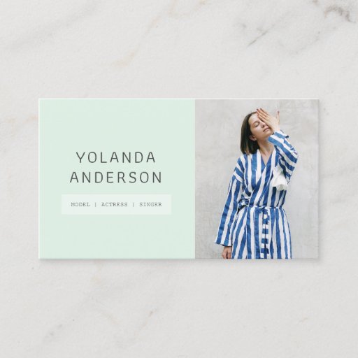 Customizable Cool modern mint fashion stylist actor model photo business card
