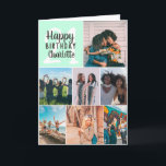 Cool modern mint photos collage grid 21 birthday card<br><div class="desc">Cool modern mint green photos collage grid 21 birthday,  add 8 of your friends favorite photo with a modern and cool elegant font typography script. Add your message inside.</div>