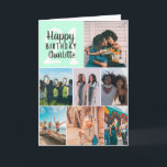 Cool modern mint photos collage grid 21 birthday card<br><div class="desc">Cool modern mint green photos collage grid 21 birthday,  add 8 of your friends favorite photo with a modern and cool elegant font typography script. Add your message inside.</div>