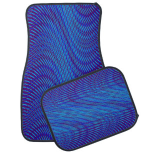    Cool & Modern Moiré Effect Abstract Blue Purple Car Floor Mat
