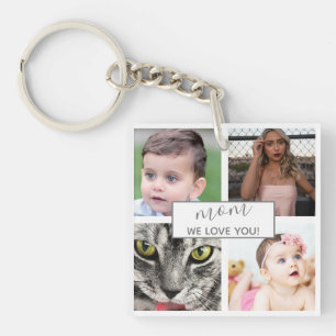 Cool Modern Mom We Love You Photo Collage Keychain