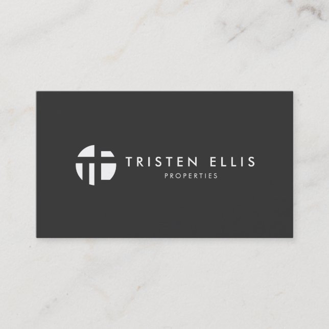 Cool Modern Monogram  Black and White Professional Business Card (Front)