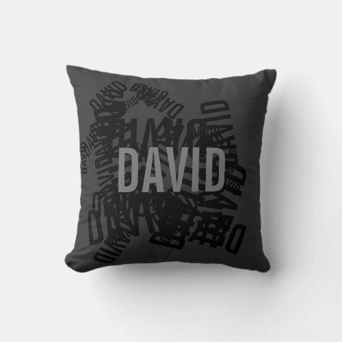Cool modern name collage in black  grey throw pillow