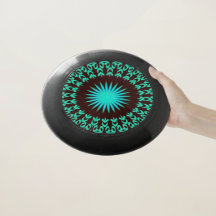 Cool Modern Neon Teal Radiating Circular Pattern