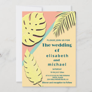 Cool modern pastel summer tropical invitation