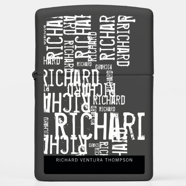 Cool & Modern Pattern of Names . Typography Zippo Lighter (Front)