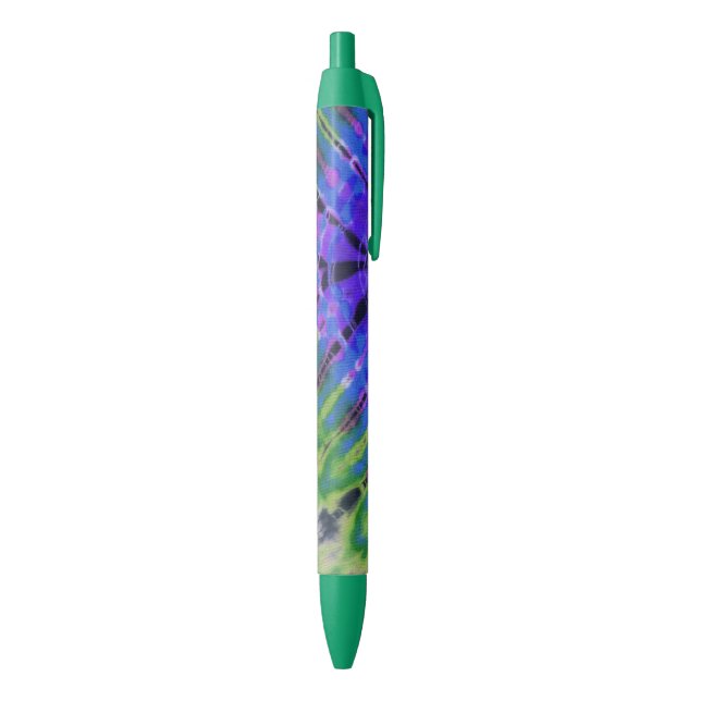 Cool Modern Peacock Blue Green Batik Tie Dye Print Pen (Bottom (Vertical))