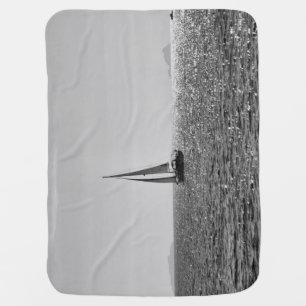 Cool modern photo of sail boat in summer baby blanket