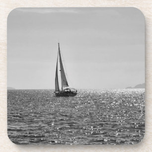 Cool modern photo of sail boat in summer beverage coaster