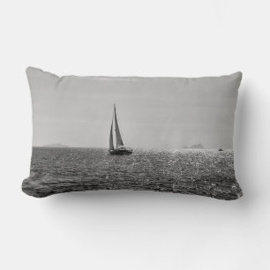 Cool modern photo of sail boat in summer lumbar pillow