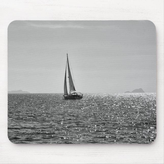 Cool modern photo of sail boat in summer mouse pad (Front)