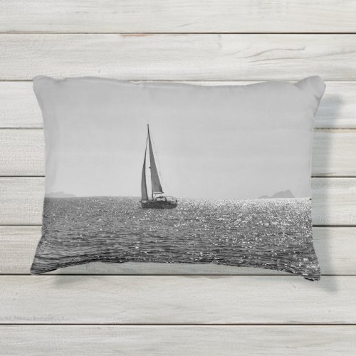 Cool modern photo of sail boat in summer outdoor pillow