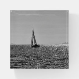 Cool modern photo of sail boat in summer paperweight