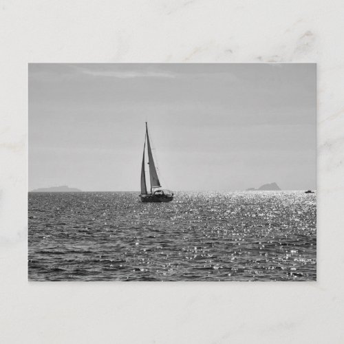 Cool modern photo of sail boat in summer postcard