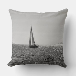Cool modern photo of sail boat in summer throw pillow