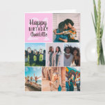 Cool modern pink photos collage grid 21 birthday card<br><div class="desc">Cool modern pink photos collage grid 21 birthday,  add 8 of your friends favorite photo with a modern and cool elegant script font typography. Add your message inside.</div>