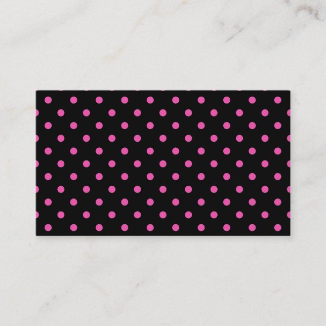 cool, modern, pink polka dots black profile card (Front)