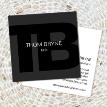 Cool Modern Professional Black 2 Letter Monogram Square Business Card by sm_business_cards at Zazzle