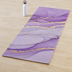 Cool Modern Purple Marble Gold Glitter  Yoga Mat