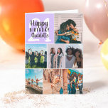 Cool modern purple photos collage grid 21 birthday card<br><div class="desc">Cool modern purple photos collage grid 21 birthday ,  add 8 of your friends favorite photo with a modern and cool elegant script font typography. Add your message inside.</div>