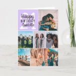 Cool modern purple photos collage grid 21 birthday card<br><div class="desc">Cool modern purple photos collage grid 21 birthday ,  add 8 of your friends favorite photo with a modern and cool elegant script font typography. Add your message inside.</div>
