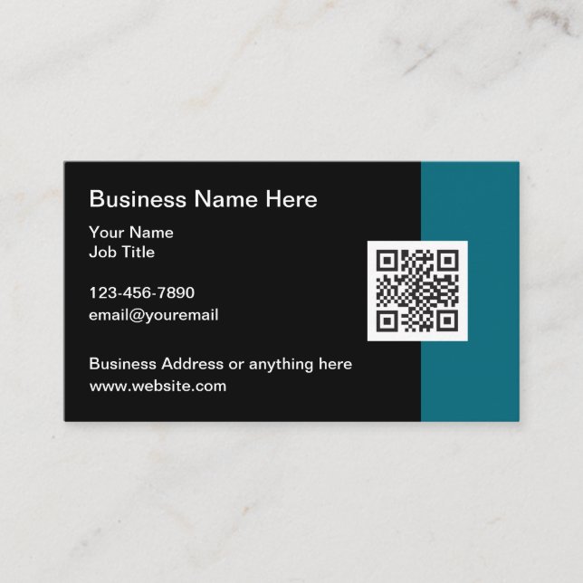 Cool Modern QR Code Business Cards (Front)