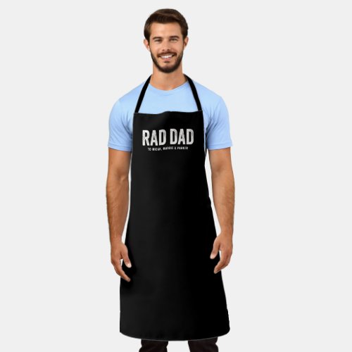 Cool Modern RAD DAD Custom Kid Names Fathers Day Apron
