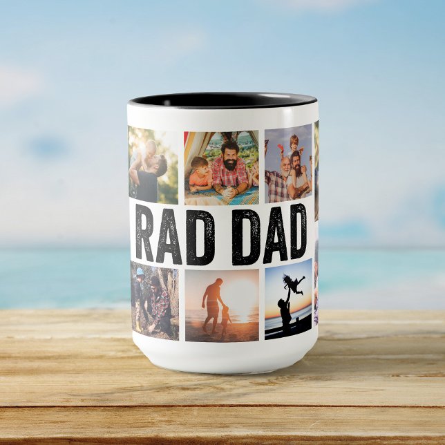 Cool Modern RAD DAD Custom Kids Photo Fathers Day Mug (Creator Uploaded)