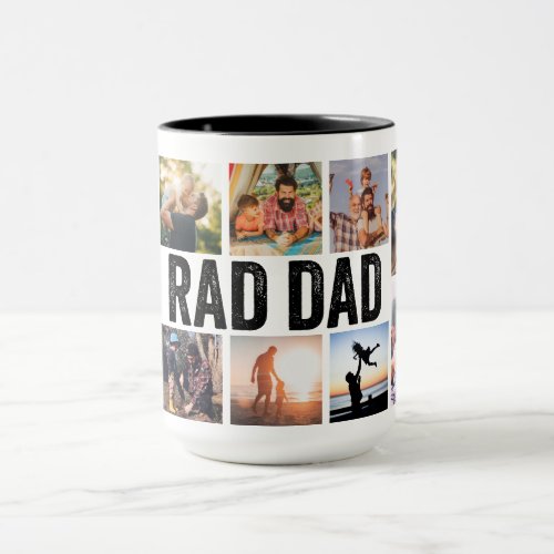 Cool Modern RAD DAD Custom Kids Photo Fathers Day Mug