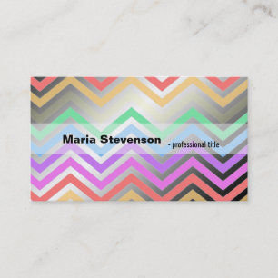 Cool, modern rainbow chevron professional business business card