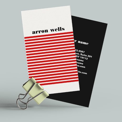 Customizable Cool Modern Red and Black Striped Hip Business Cards