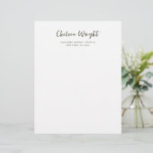 Cool Modern Script | Black and White Letterhead (Standing Front)