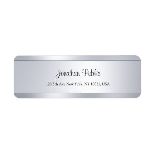 Cool Modern Script Silver Template Return Address Label