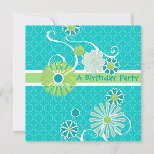 Cool Modern Scroll Swirl Flower Circle Dot Pattern Custom Invitation