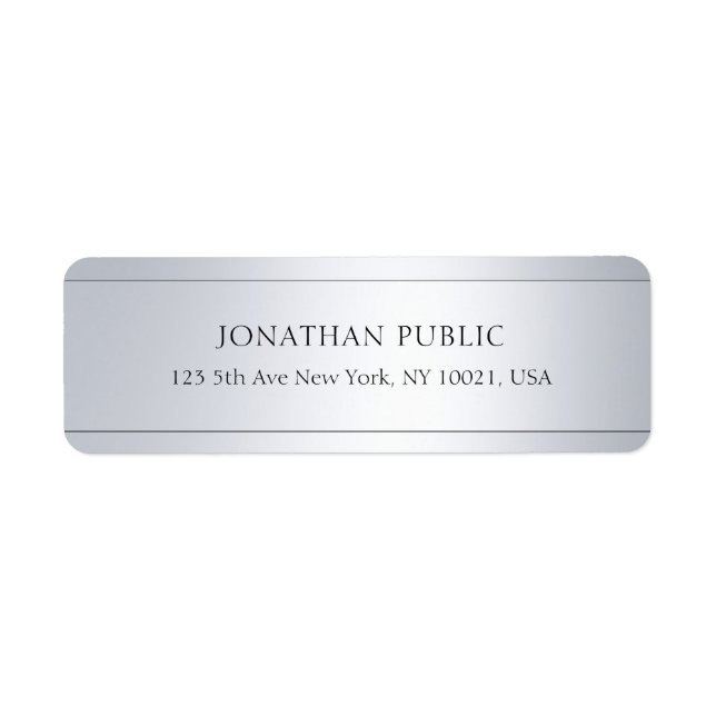 Cool Modern Silver Artistic Plain Return Address Label (Front)