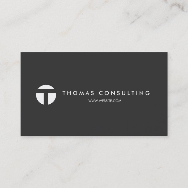 Cool Modern Silver Monogram  Black Professional Business Card (Front)