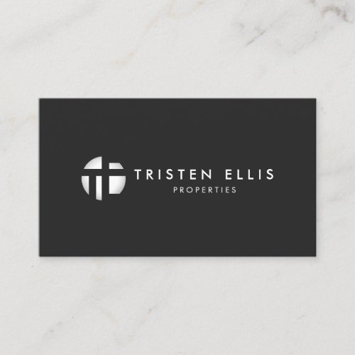 Cool Modern Silver Monogram  Black Professional Business Card