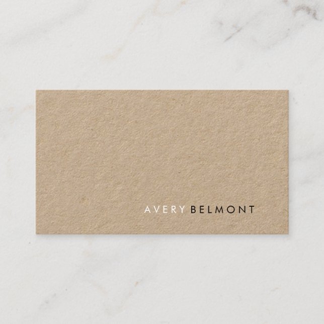 Cool Modern Simple Kraft  Minimalist Business Card (Front)