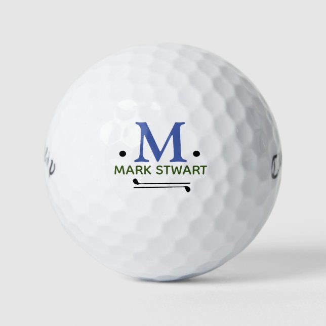 Cool Modern Simple Monogram Golf Balls (Front)