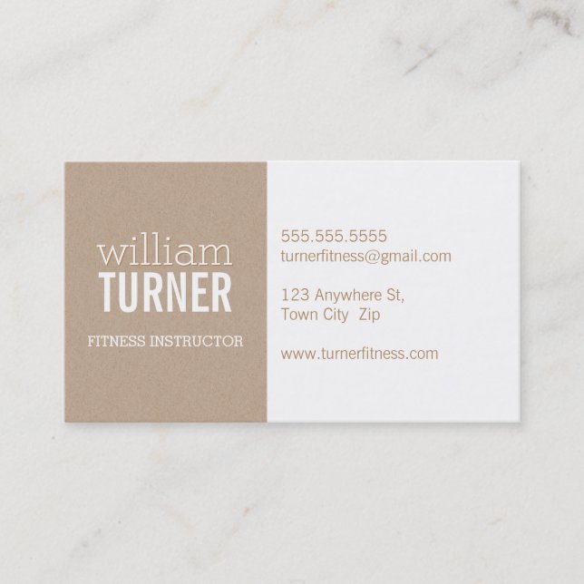 COOL MODERN simple text minimal trendy eco kraft Business Card (Front)