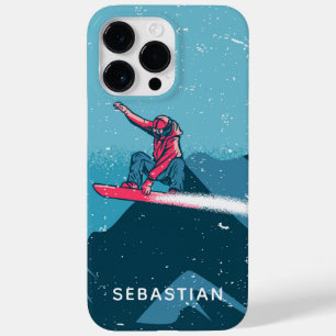 Cool Modern Snowboarding Winter Personalized Name Case-Mate iPhone 14 Pro Max Case