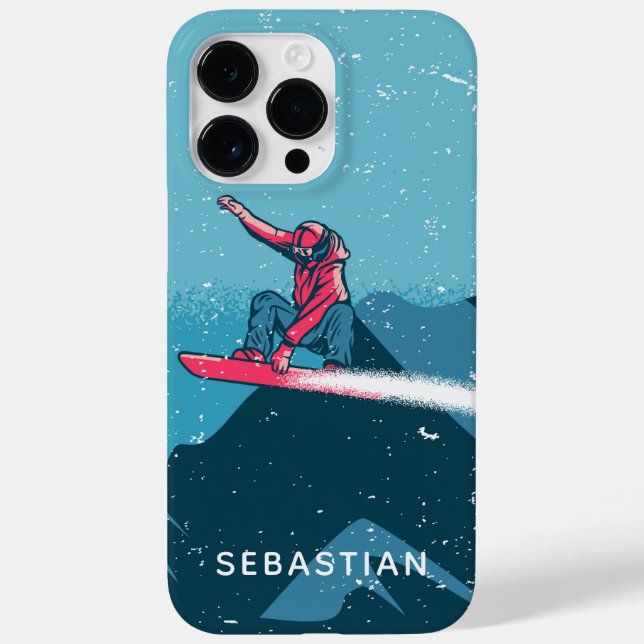 Cool Modern Snowboarding Winter Personalized Name Case-Mate iPhone Case (Back)