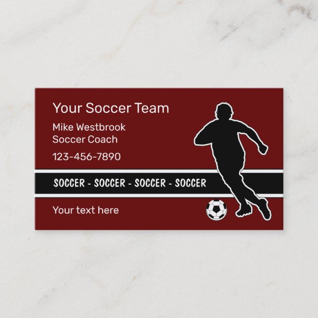 Cool Modern Soccer Theme Business Card (Front)
